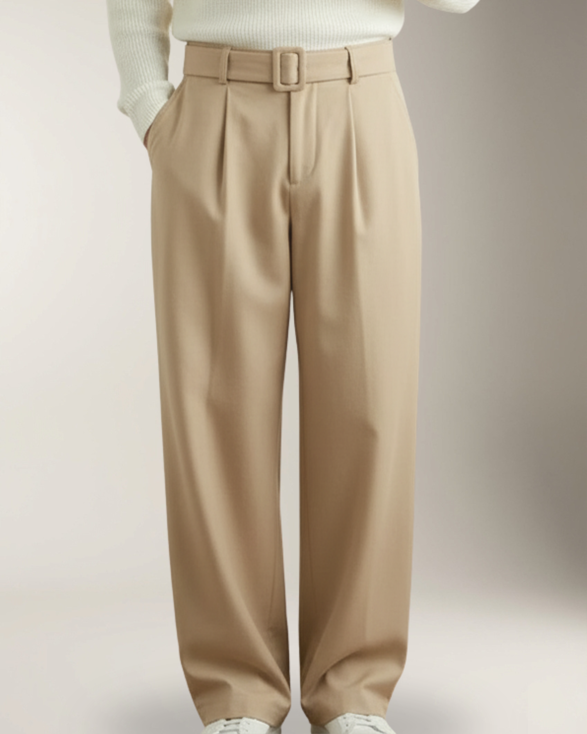 Alessio Pantalón Wool-Blend Wide-Leg | Beige