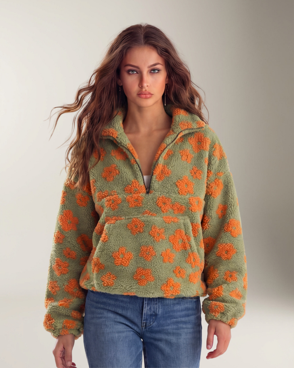 Daisy Chaqueta Teddy Cálida Naranja