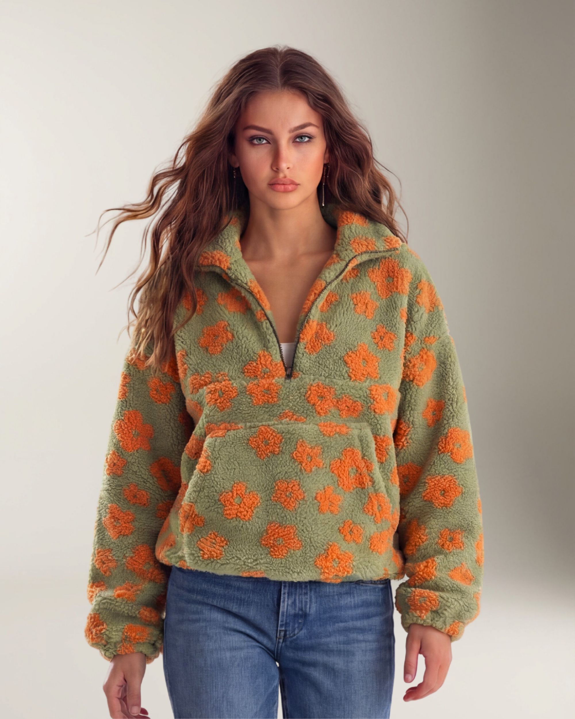 Daisy Chaqueta Teddy Cálida Naranja