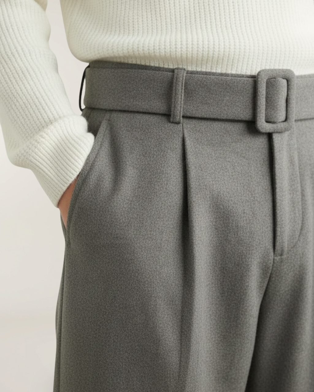 Alessio Pantalón Wool-Blend Wide-Leg | Gray