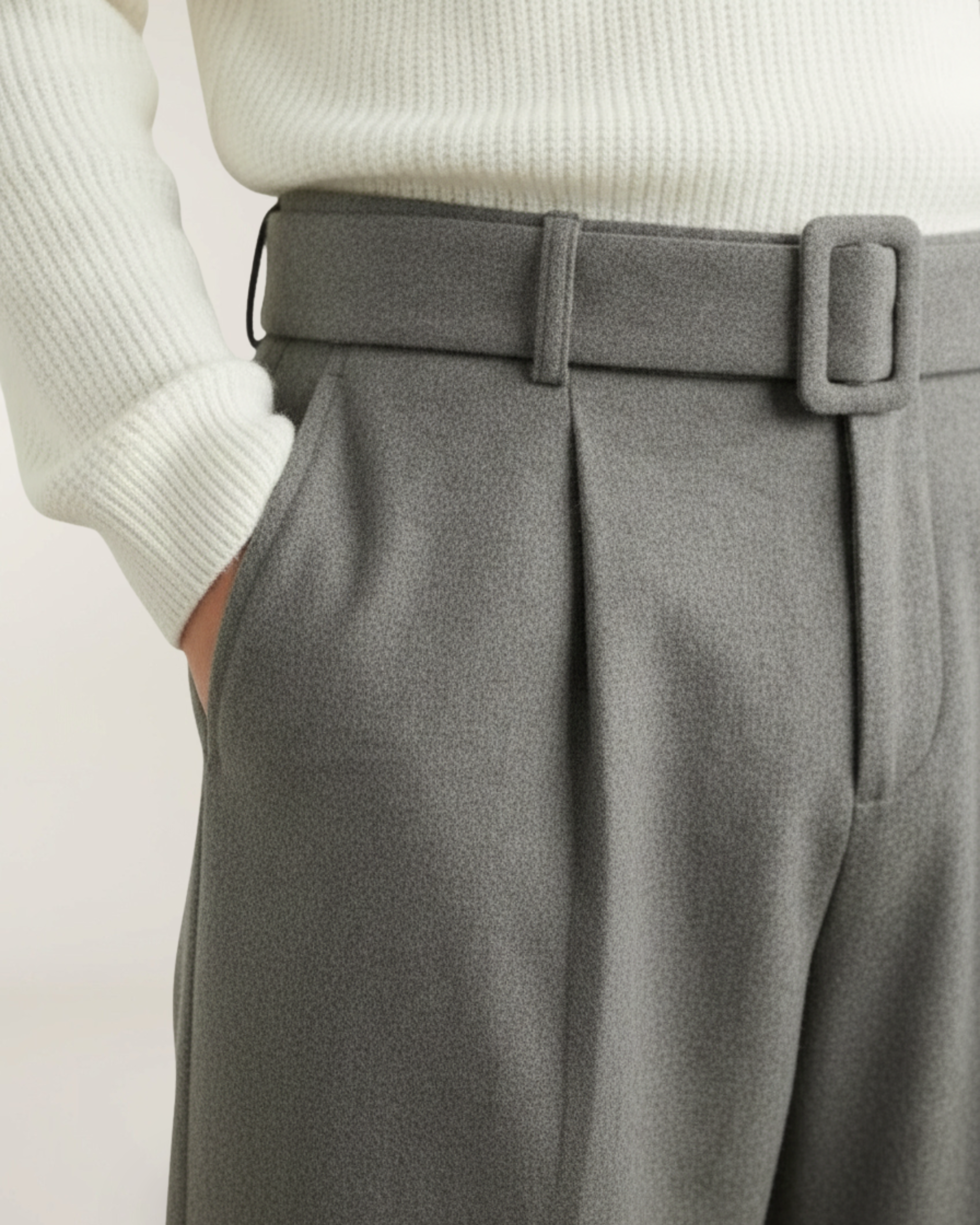 Alessio Pantalón Wool-Blend Wide-Leg | Gray