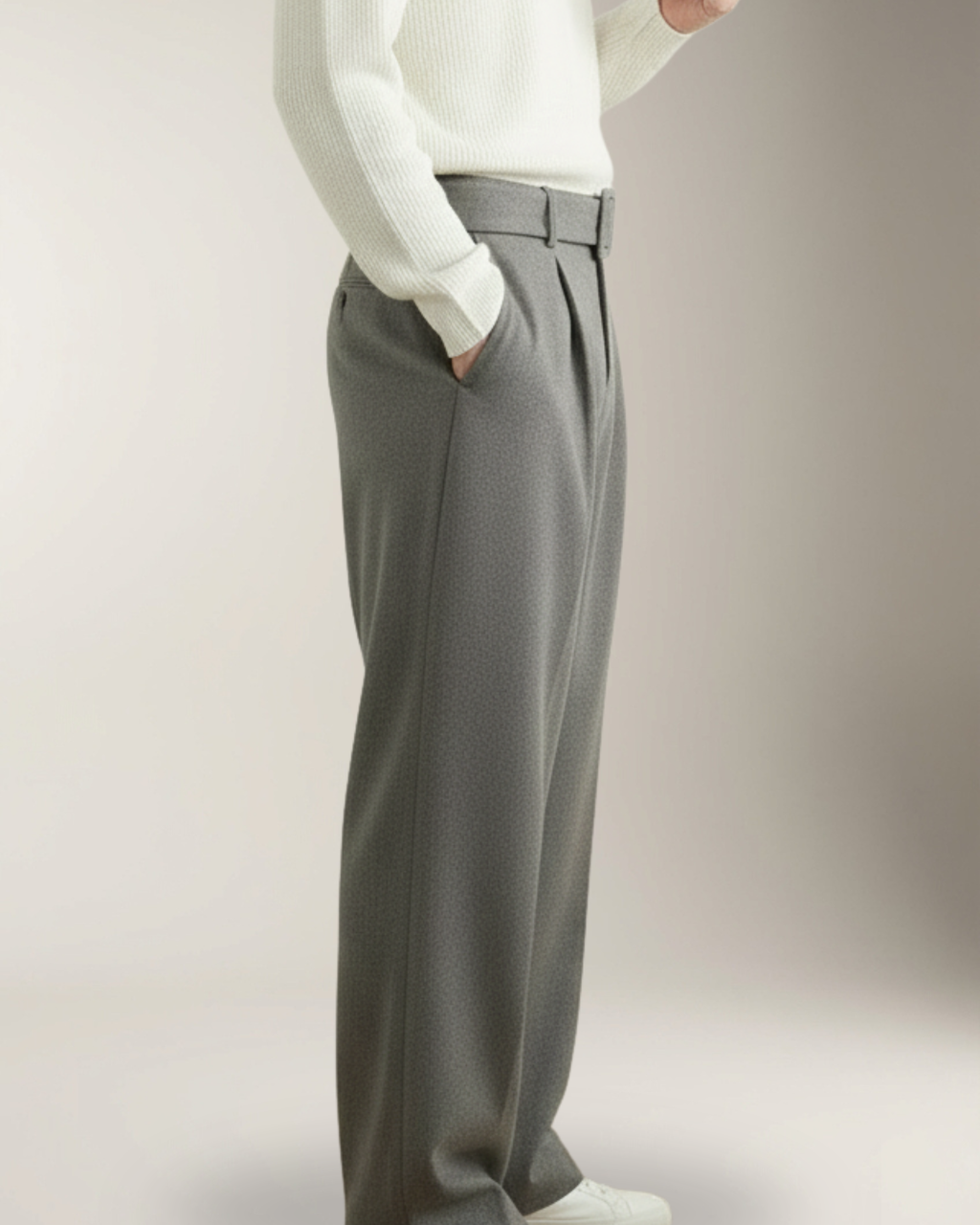 Alessio Pantalón Wool-Blend Wide-Leg | Gray