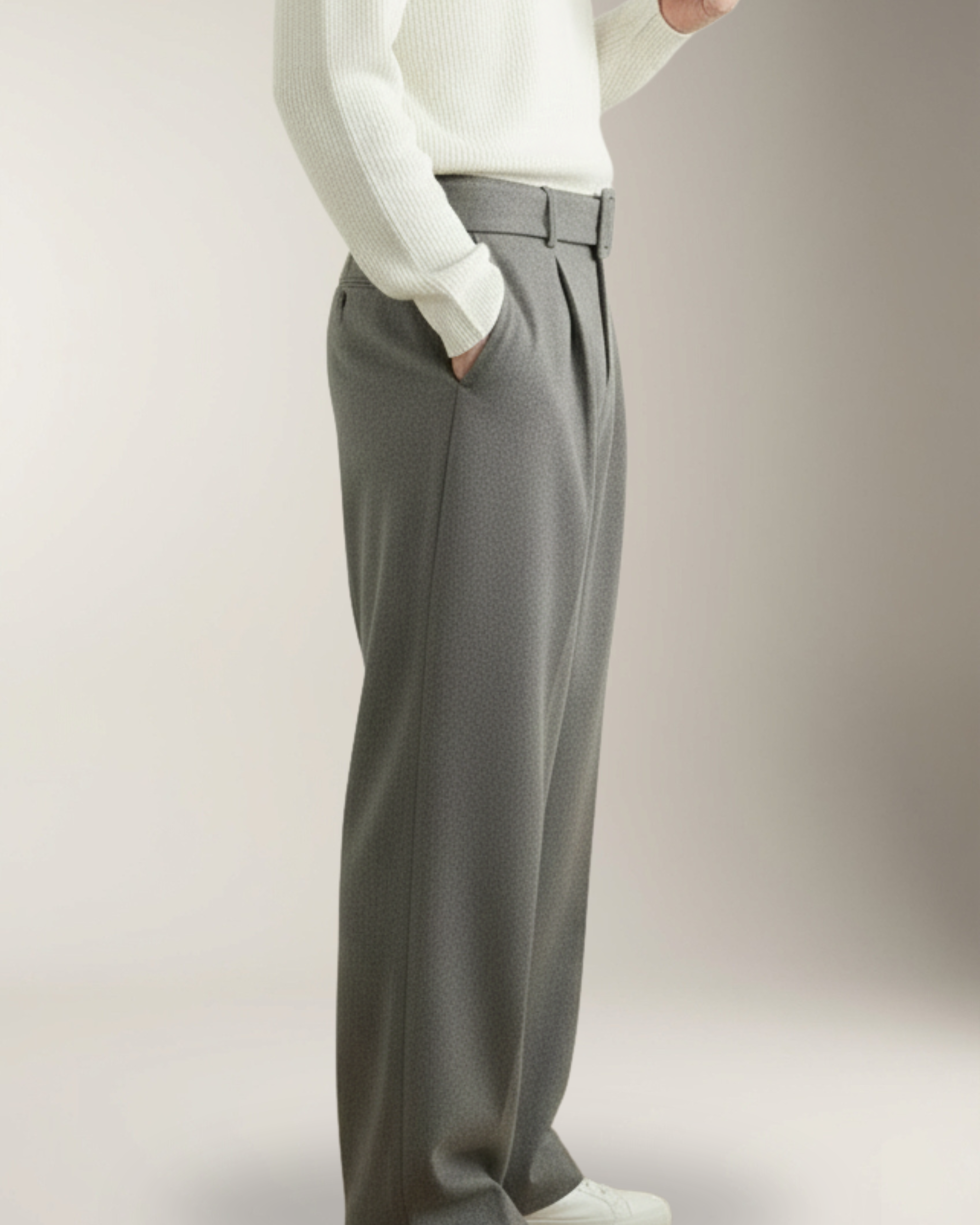 Alessio Pantalón Wool-Blend Wide-Leg | Gray