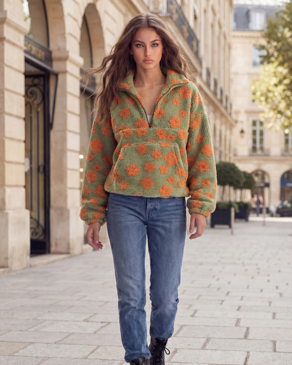 Daisy Chaqueta Teddy Cálida Naranja