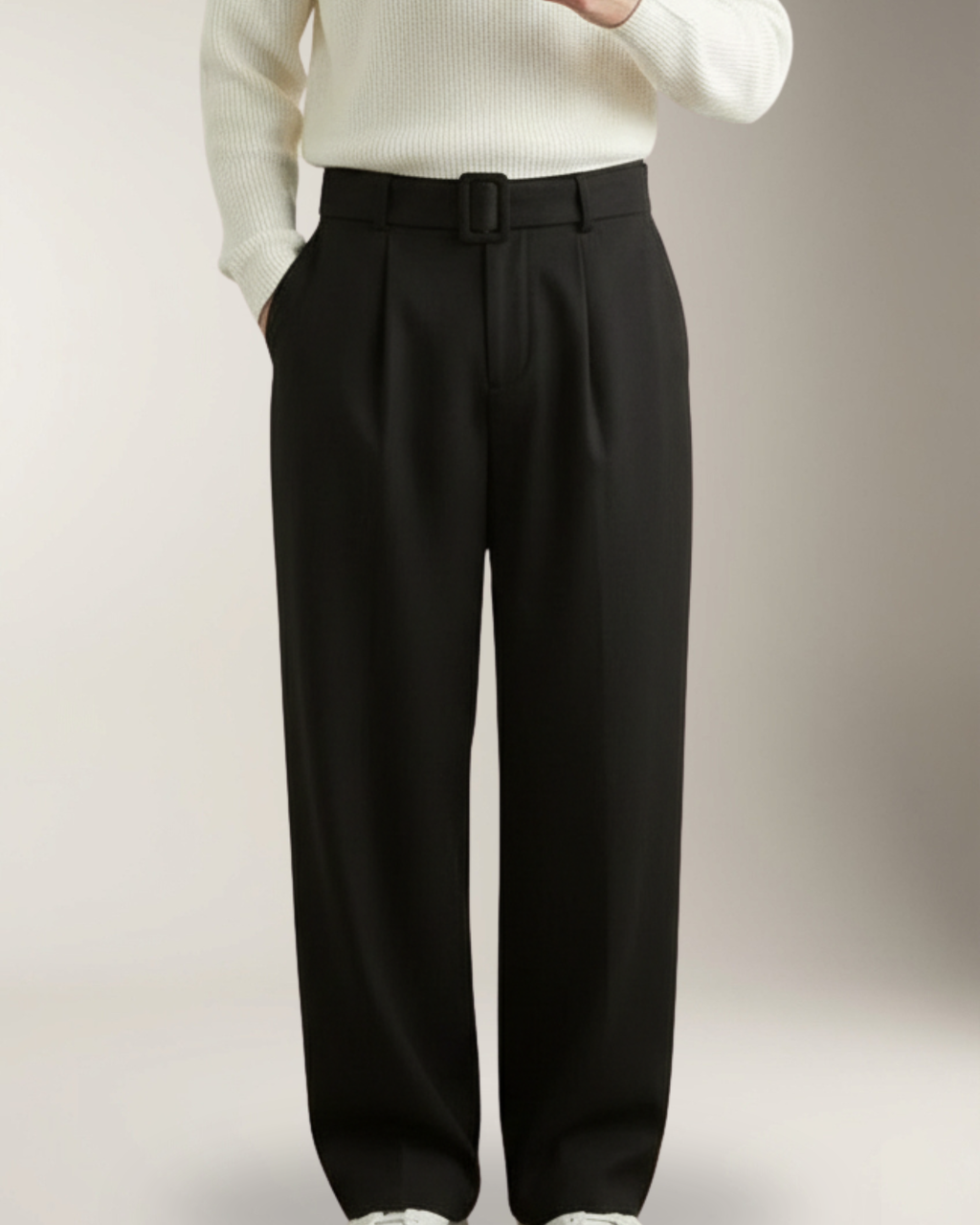 Alessio Pantalón Wool-Blend Wide-Leg | Black