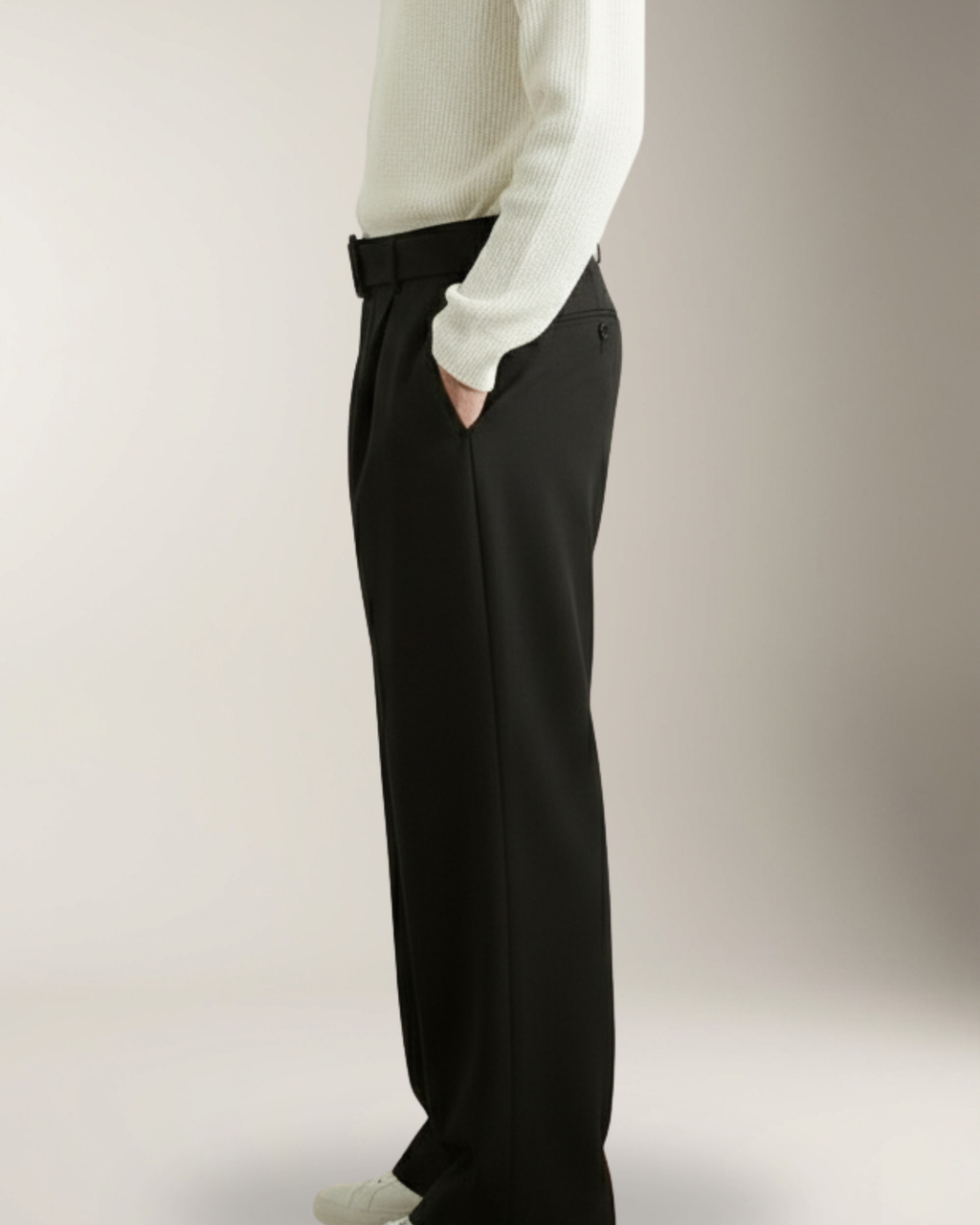 Alessio Pantalón Wool-Blend Wide-Leg | Black