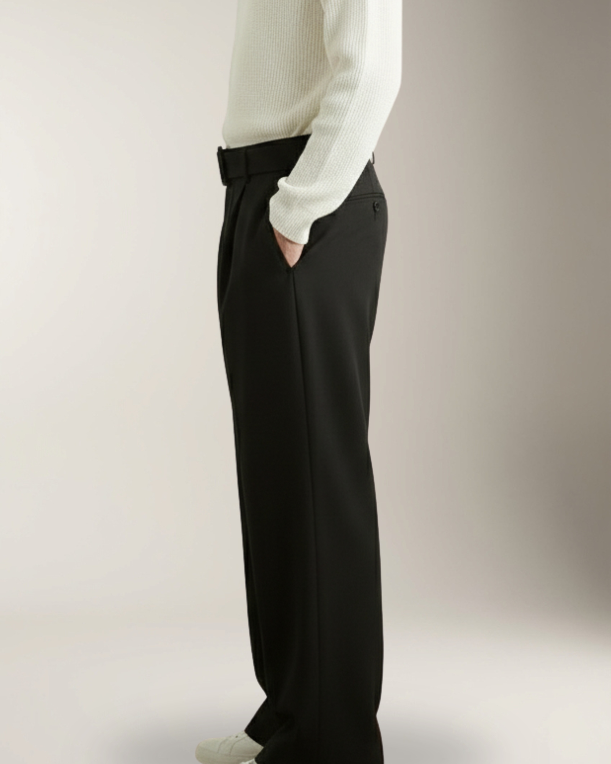 Alessio Pantalón Wool-Blend Wide-Leg | Black
