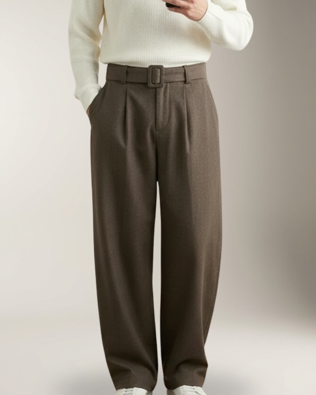 Alessio Pantalón Wool-Blend Wide-Leg | Brown