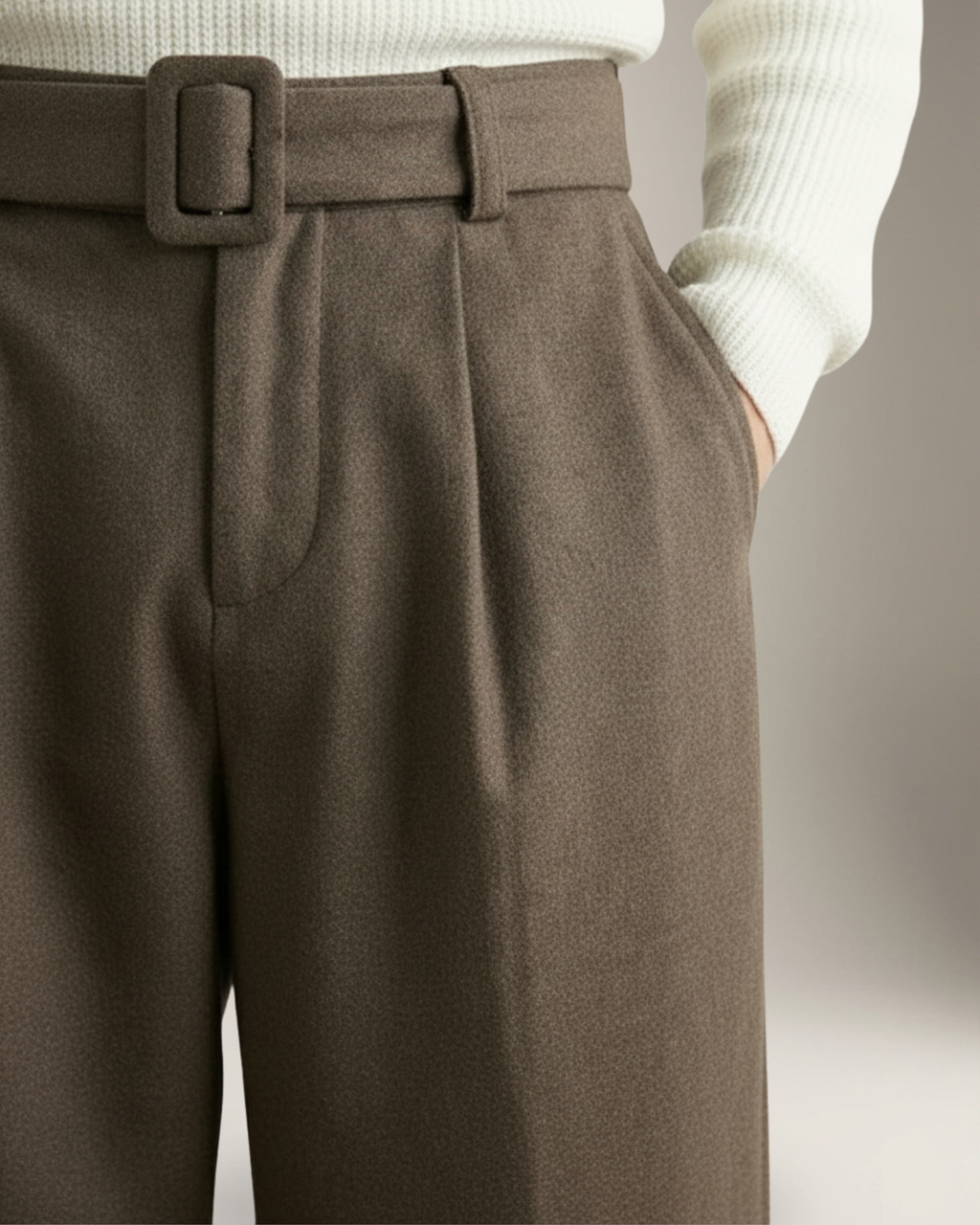 Alessio Pantalón Wool-Blend Wide-Leg | Brown