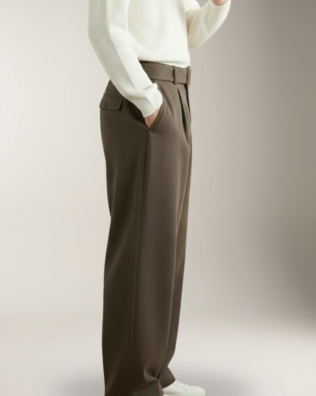 Alessio Pantalón Wool-Blend Wide-Leg | Brown