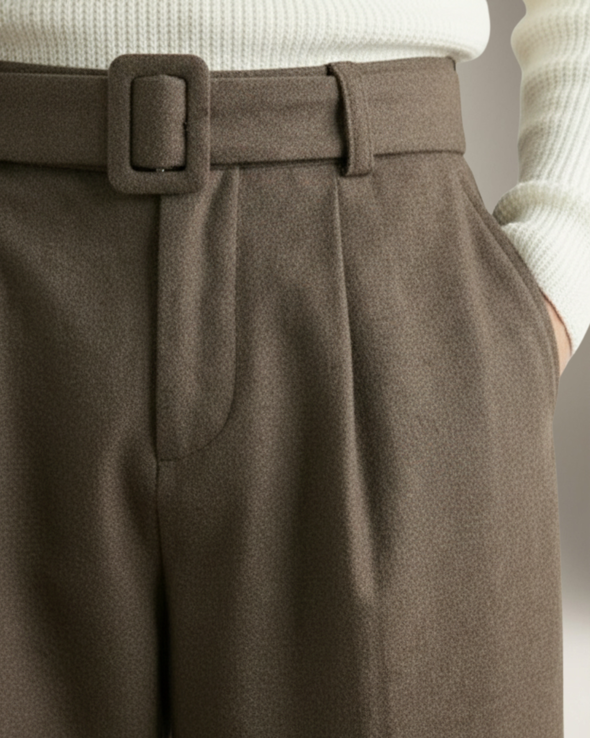 Alessio Pantalón Wool-Blend Wide-Leg | Brown