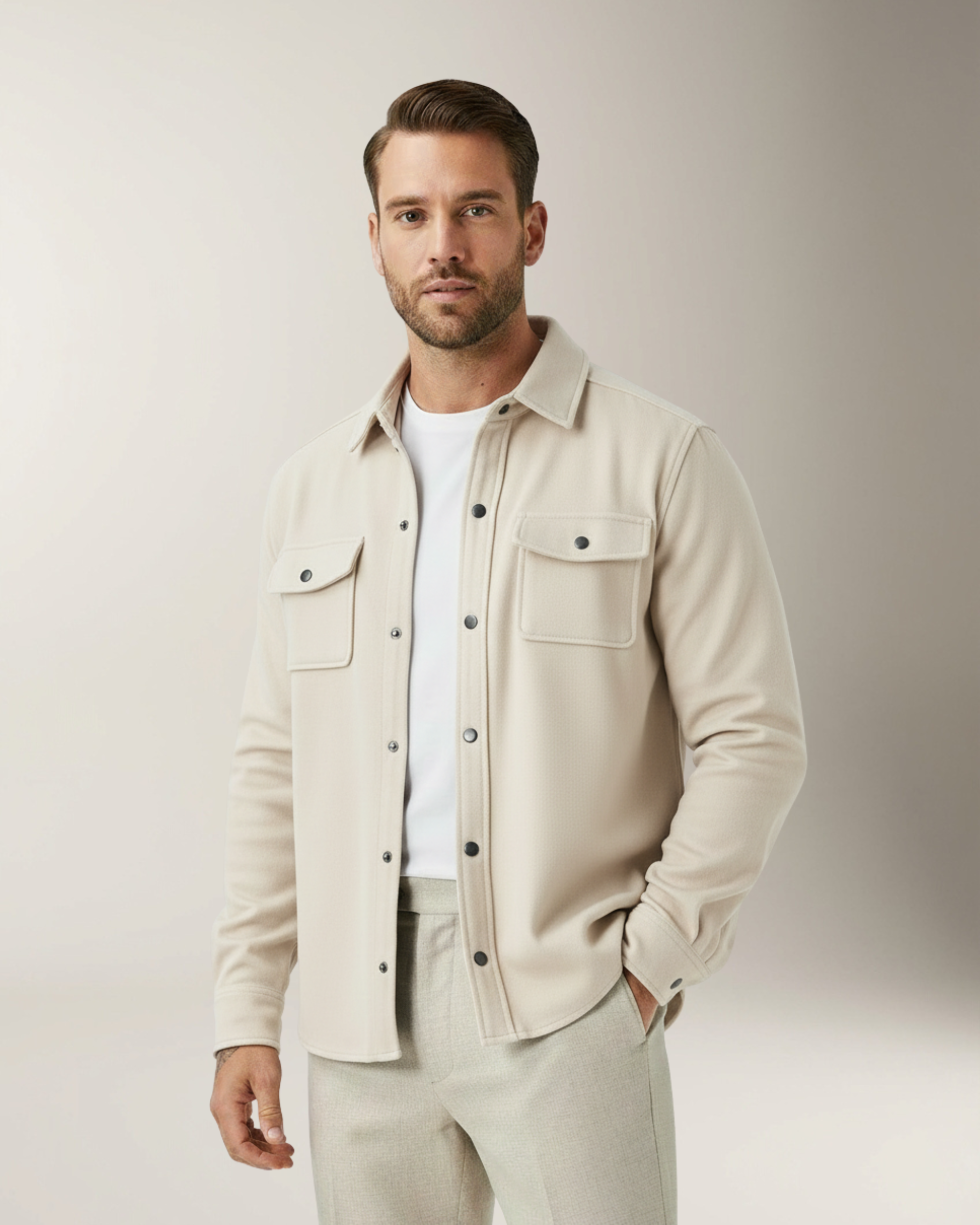 Adrien Overshirt Premium - Beige